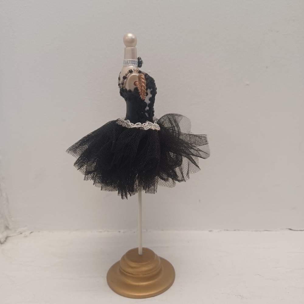 Vintage Jewelry Holder Mannequin Black Dress 7" Height - Picture 3 of 8